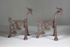 Pair of Arts & Crafts Cast Iron Fire Dogs In the style of Dr. C. Dresser - Thumbnail 7