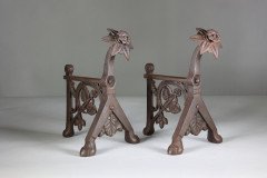 Pair of Arts & Crafts Cast Iron Fire Dogs In the style of Dr. C. Dresser - Thumbnail 8