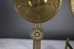 Thomas Jeckyll, attributed. A Pair of Anglo-Japanese Brass Fire Dogs with Love Birds - Thumbnail 11