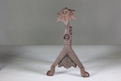 Pair of Arts & Crafts Cast Iron Fire Dogs In the style of Dr. C. Dresser - Thumbnail 9