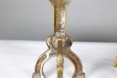 Thomas Jeckyll, attributed. A Pair of Anglo-Japanese Brass Fire Dogs with Love Birds - Thumbnail 14