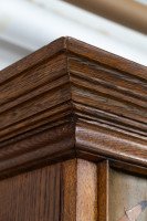 Baillie Scott, Style of. Arts & Crafts Oak Armoire Wardrobe with Daffodil Inlays - Thumbnail 10