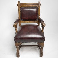 John Pollard Seddon for Seddon & Co., a Gothic Revival Oak Armchair - Thumbnail 2