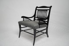 Jas Shoolbred Attributed, a Pair of Anglo-Japanese Ebonised Open Armchairs - Thumbnail 3
