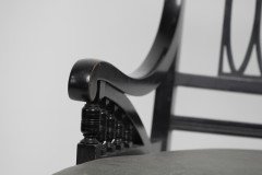 Jas Shoolbred Attributed, a Pair of Anglo-Japanese Ebonised Open Armchairs - Thumbnail 7