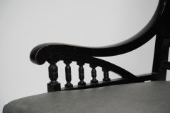 Jas Shoolbred Attributed, a Pair of Anglo-Japanese Ebonised Open Armchairs - Thumbnail 12