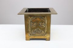 Margaret Gilmour Arts & Crafts Brass Planter with Stylised Rose & Floral Details - Thumbnail 3