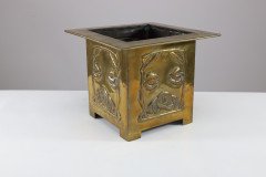 Margaret Gilmour Arts & Crafts Brass Planter with Stylised Rose & Floral Details - Thumbnail 5