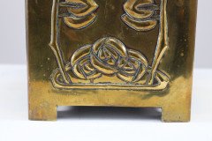 Margaret Gilmour Arts & Crafts Brass Planter with Stylised Rose & Floral Details - Thumbnail 9
