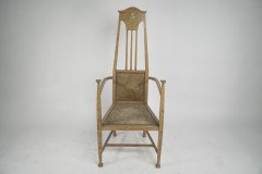 G. M. Ellwood for J. S. Henry. A Rare Satin Birch Arts & Crafts inlaid Armchair. - Thumbnail 2