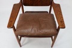 A Scandinavian Style Designer Solid Oak Armchair with a Laminated Back & Seat - Thumbnail 10