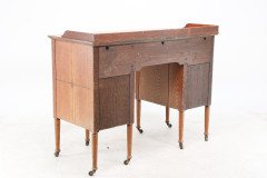 Waring & Gillow. An Arts & Crafts Bow Fronted Kneehole Twin Pedestal Desk - Thumbnail 7