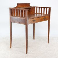 Wylie & Lochhead Attributed, a Good Arts & Crafts Oak Desk with a New Leather Writing Area - Thumbnail 6