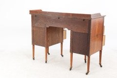 Waring & Gillow. An Arts & Crafts Bow Fronted Kneehole Twin Pedestal Desk - Thumbnail 9