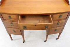 Waring & Gillow. An Arts & Crafts Bow Fronted Kneehole Twin Pedestal Desk - Thumbnail 16