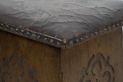 Liberty & Co., an Arts & Crafts Moorish Oak Stool with Embossed Leather Seat - Thumbnail 9