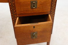 Waring & Gillow. An Arts & Crafts Bow Fronted Kneehole Twin Pedestal Desk - Thumbnail 20