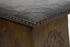 Liberty & Co., an Arts & Crafts Moorish Oak Stool with Embossed Leather Seat - Thumbnail 10