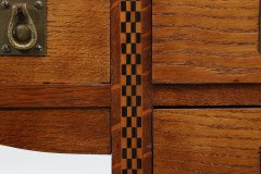 Waring & Gillow. An Arts & Crafts Bow Fronted Kneehole Twin Pedestal Desk - Thumbnail 21
