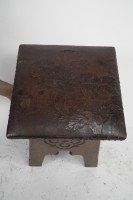 Liberty & Co., an Arts & Crafts Moorish Oak Stool with Embossed Leather Seat - Thumbnail 13