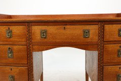 Waring & Gillow. An Arts & Crafts Bow Fronted Kneehole Twin Pedestal Desk - Thumbnail 27