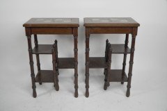Thomas Jeckyll. A Pair of Anglo-Japanese Side Tables Inset with Sunflower Tiles - Thumbnail 2