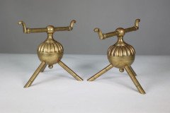 Dr. C. Dresser Attributed, for Benham & Froud Pair of Brass Fire Dogs - Thumbnail 2