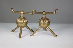 Dr. C. Dresser Attributed, for Benham & Froud Pair of Brass Fire Dogs - Thumbnail 3