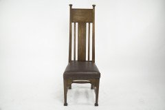 Norman & Stacey Attributed, Arts & Crafts Oak High Back Chair with Shaped Back - Thumbnail 2