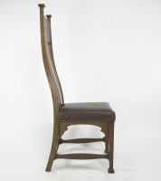 Norman & Stacey Attributed, Arts & Crafts Oak High Back Chair with Shaped Back - Thumbnail 3