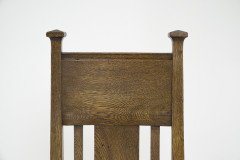 Norman & Stacey Attributed, Arts & Crafts Oak High Back Chair with Shaped Back - Thumbnail 7