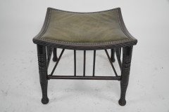 Liberty & Co., a Large Size Walnut Thebes Stool with Ring Turned Legs & Stretchers - Thumbnail 3