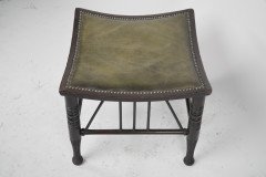 Liberty & Co., a Large Size Walnut Thebes Stool with Ring Turned Legs & Stretchers - Thumbnail 4