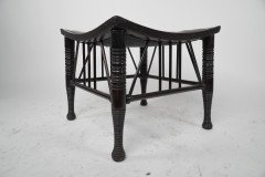 Liberty & Co., a Large Size Walnut Thebes Stool with Ring Turned Legs & Stretchers - Thumbnail 6