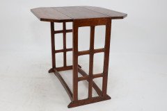 An Arts & Crafts Cotswold School Drop Leaf Dining Table with Lattice Work Ends - Thumbnail 4