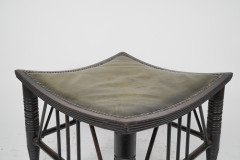 Liberty & Co., a Large Size Walnut Thebes Stool with Ring Turned Legs & Stretchers - Thumbnail 12