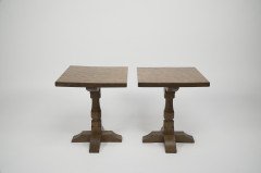 Mouseman In the style of Pair of Arts & Crafts Yorkshire School Oak Side Tables - Thumbnail 2