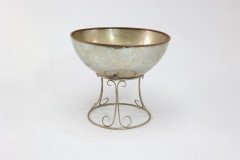 Arts & Crafts Style Silver-Plated Punch Bowl on Scroll Stand with Ladle - Thumbnail 6