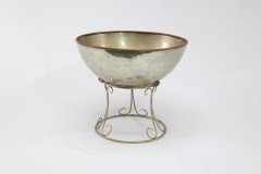 Arts & Crafts Style Silver-Plated Punch Bowl on Scroll Stand with Ladle - Thumbnail 7