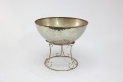 Arts & Crafts Style Silver-Plated Punch Bowl on Scroll Stand with Ladle - Thumbnail 8