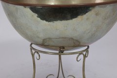 Arts & Crafts Style Silver-Plated Punch Bowl on Scroll Stand with Ladle - Thumbnail 13