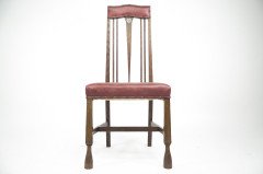 Liberty & Co. Attributed, an Arts & Crafts Oak Chair with Shaped Padded Headrest & Pewter Heart Inlay - Thumbnail 5