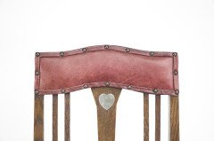 Liberty & Co. Attributed, an Arts & Crafts Oak Chair with Shaped Padded Headrest & Pewter Heart Inlay - Thumbnail 6