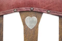 Liberty & Co. Attributed, an Arts & Crafts Oak Chair with Shaped Padded Headrest & Pewter Heart Inlay - Thumbnail 7