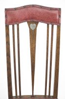 Liberty & Co. Attributed, an Arts & Crafts Oak Chair with Shaped Padded Headrest & Pewter Heart Inlay - Thumbnail 8