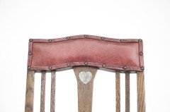 Liberty & Co. Attributed, an Arts & Crafts Oak Chair with Shaped Padded Headrest & Pewter Heart Inlay - Thumbnail 13