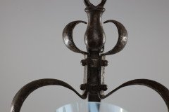Arts & Crafts Wrought Iron Lantern with Uranium/Vaseline Slag Glass Shade - Thumbnail 6