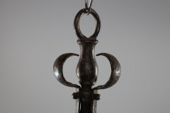 Arts & Crafts Wrought Iron Lantern with Uranium/Vaseline Slag Glass Shade - Thumbnail 7