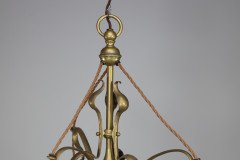 An Arts & Crafts Brass Three Arm Ceiling Light - Thumbnail 2