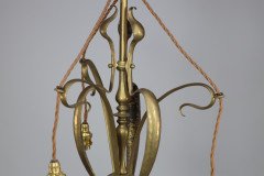 An Arts & Crafts Brass Three Arm Ceiling Light - Thumbnail 3